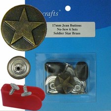 17 mm No-Sew Replacement Jean Tack Buttons w/Tool BCA26AA  6 CT.
