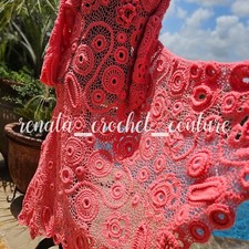 Handmade Long Coat Crochet One Of A Kind Size L Xl