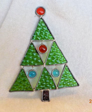 Stained Glass Christmas Tree Hanging Sun Catchers 8" x 6"