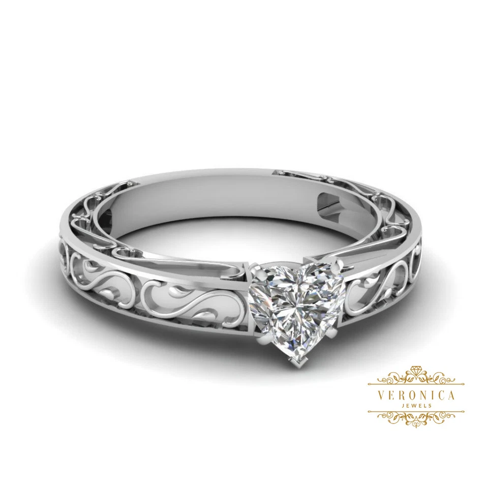 Designer 1 CT White Heart Cut CZ Engagement Ring With Solid 925 Sterling Silver - Image 2 of 4