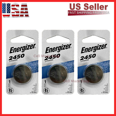 3 Pack New Fresh Energizer ECR2450 CR2450 BR2450 Lithium 3V Battery Exp 03/2034