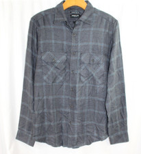NWT Kenneth Cole Mens Grey Plaid Slim Fit Super Soft Mobility Button Up Shirt S