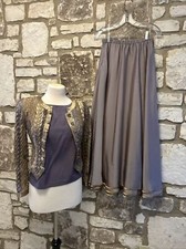 Jeanne Marc Petite Women's Vintage 3Pc Skirt Suit Set Sz 2P Lavender Multicolor