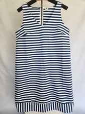 EUC Old Navy Cotton Stretch Blue White Stripe V-Neck Tunic Tank Dress Large