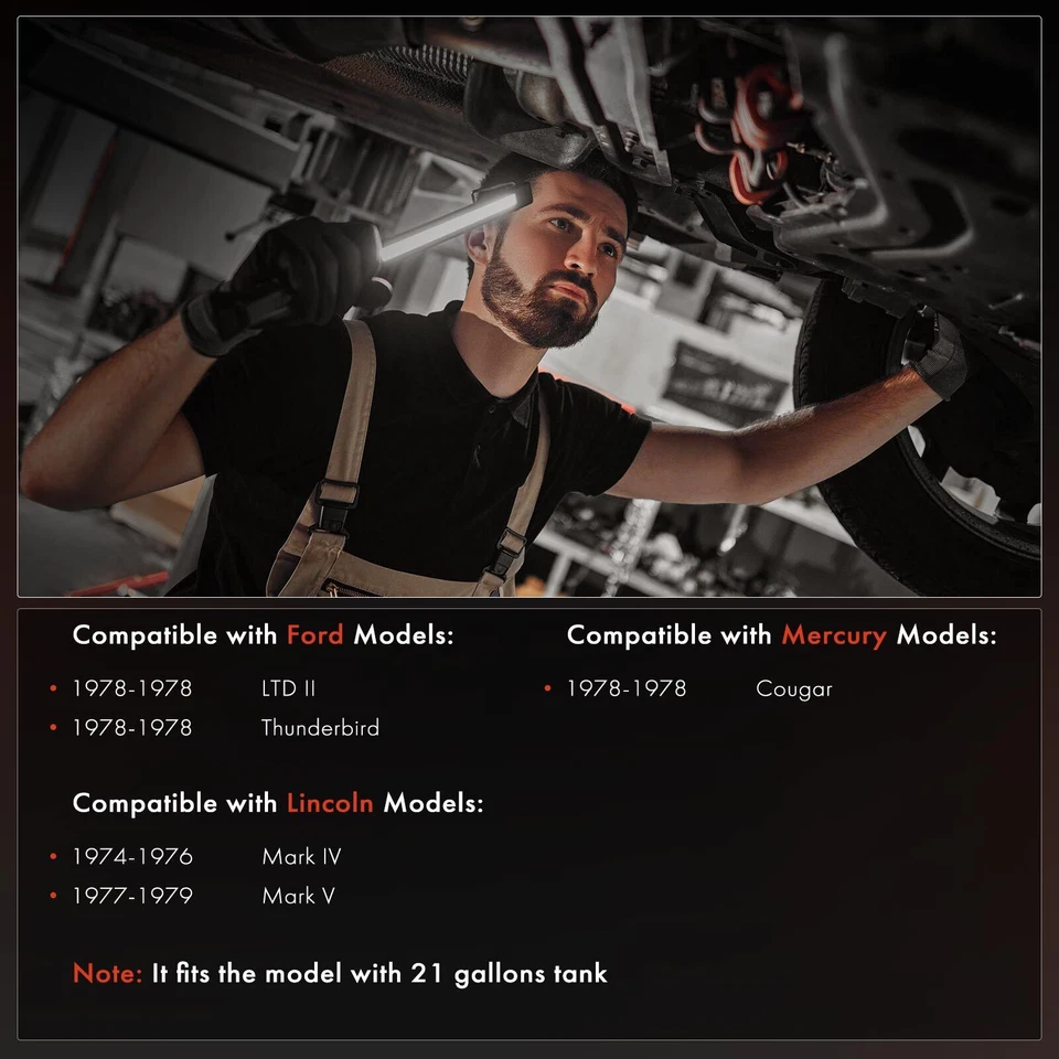 Tanque de combustible de 21 galones con anillo de bloqueo para Ford LTD II Lincoln Mark IV Mercury Cougar Foto 3 de 4