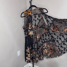 Aris A Velvet Burnout Floral Mesh Longline Duster Vest Boho Goth M Dark Romantic Aris A Velvet Burnout Floral Mesh Longline Duster Vest Boho Goth M Dark Romantic