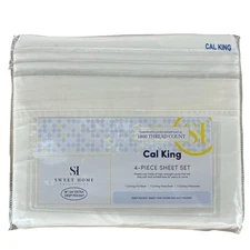Sweet Home Collection 1800 Thread Set Cal King Ivory CottageCore Farmhouse New