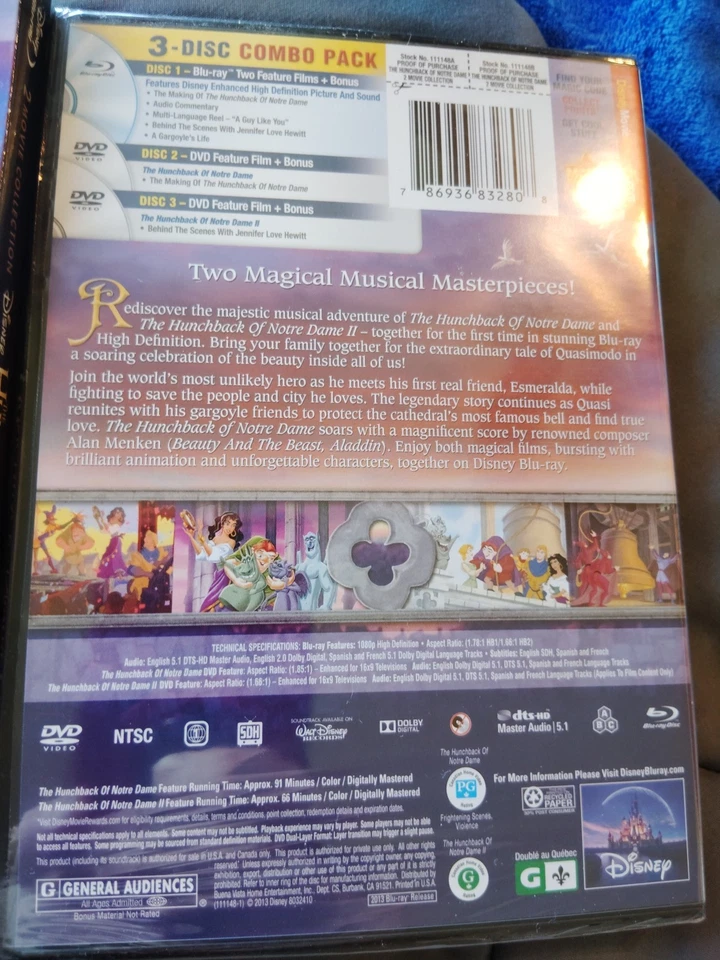 The Hunchback Of Notre Dame 3 Disc Special Ed DVD & Blu-ray 2 Movie Brand-new - Image 4 of 4