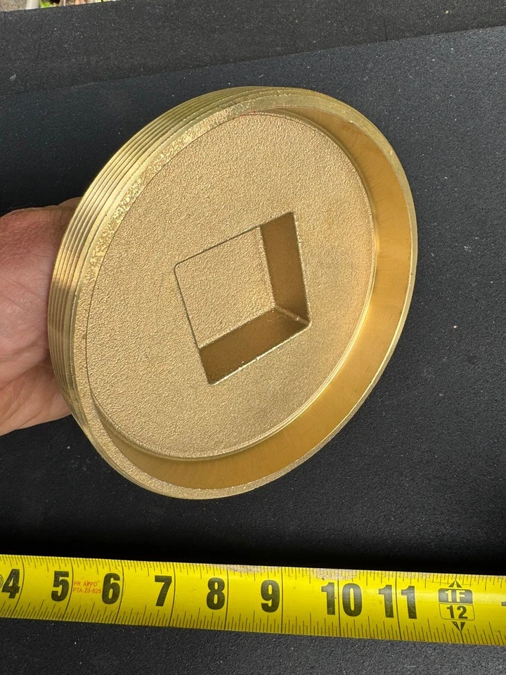 AB&A Brass pipe 6" Cleanout/Plug Threaded Brass Raised LG. Square Head HeavyDuty - Image 3 of 3