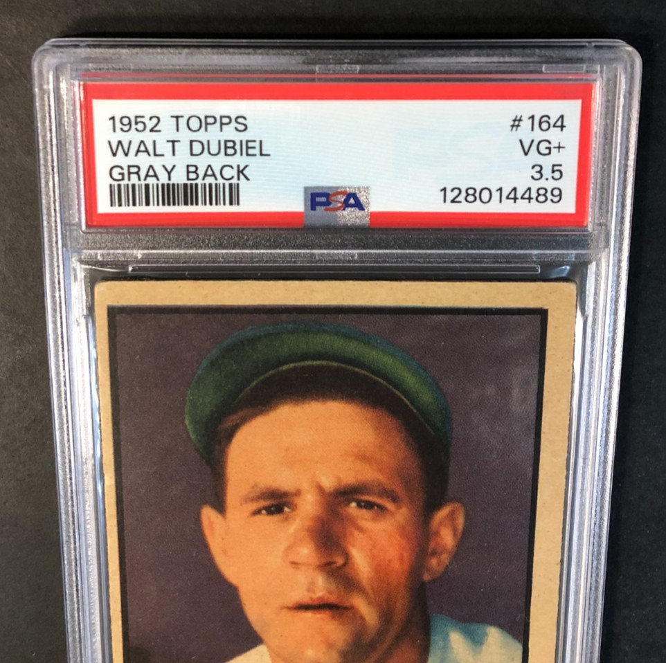 1952 Topps Walt Dubiel #164 GRAY BACK PSA 3.5 VG+!  Low Population and Very Rare view 5