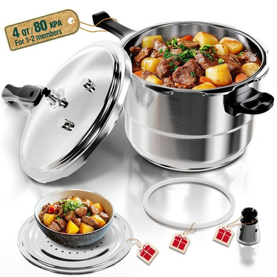 #ad Pressure Cooker Stainless Steel 4 Qt Commercial Stove Top Pressure Cooker Po... $94.46