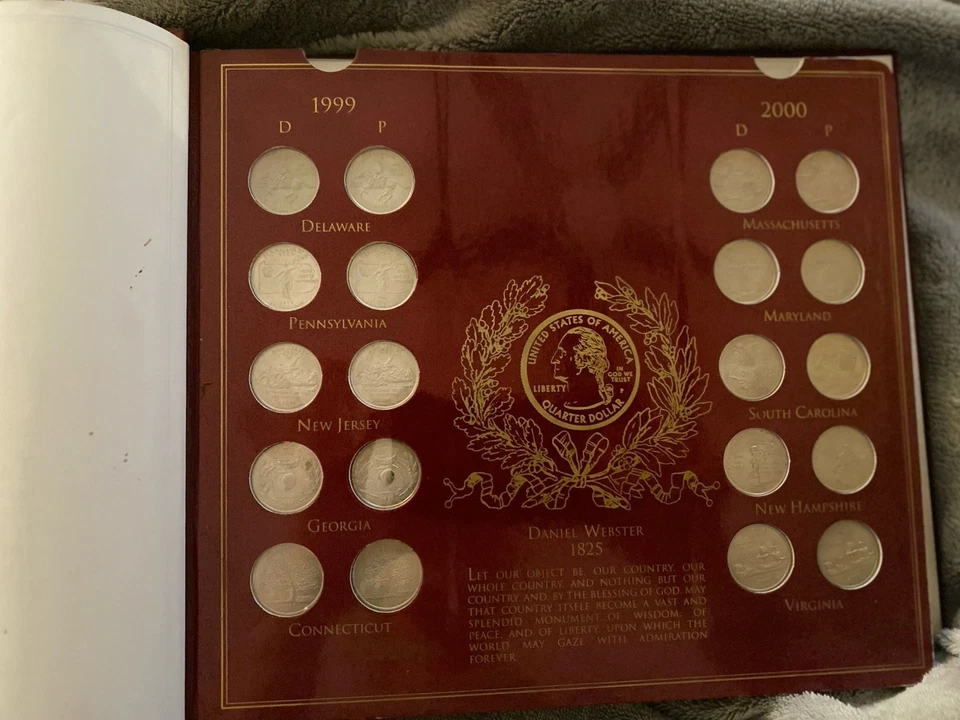 1999 - 2008 US Mint State Quarters Collection P & D Set 100 Coins Hallmark Album - Image 3 of 4