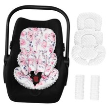Infant Car Seat Insert with 2 Strap Pads, Super Soft Carseat Head and Flower-1