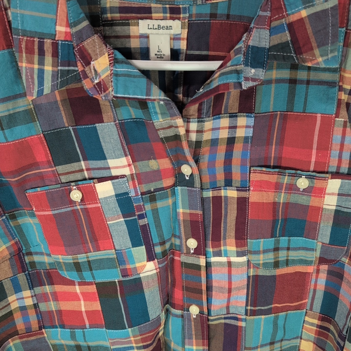LL Bean Patchwork Button Down Shirt And Shorts Ma… - image 5