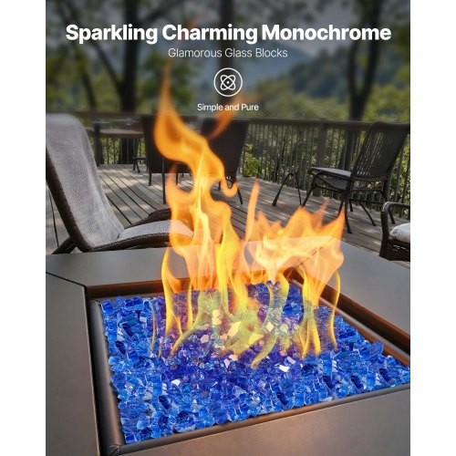 Fire Glass, 10LBS / 4.5KG High-Temperature Resistant Fireplace Rocks, 1/2-Inch /