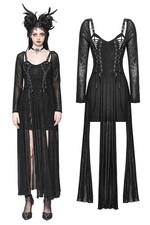Dark In Love Women Black Gothic Punk Elegant Sexy Spider Mesh Pattern Long Dress