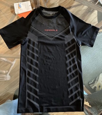 New YoungLA Mens 465 Superhero Compression Tee Black Gray Red