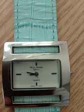 Vintage Marcel Drucker Women's Watch With Turquoise Green Leather Strap WORKING 