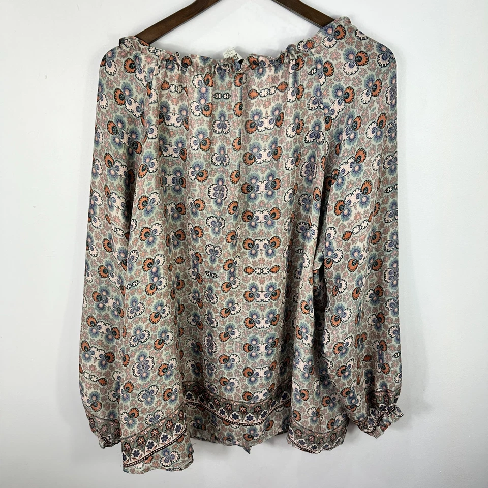 Blusa Vintage America Campesina Top 2X Floral Boho Borla Boho Hippie Transparente Fluida Foto 3 de 4
