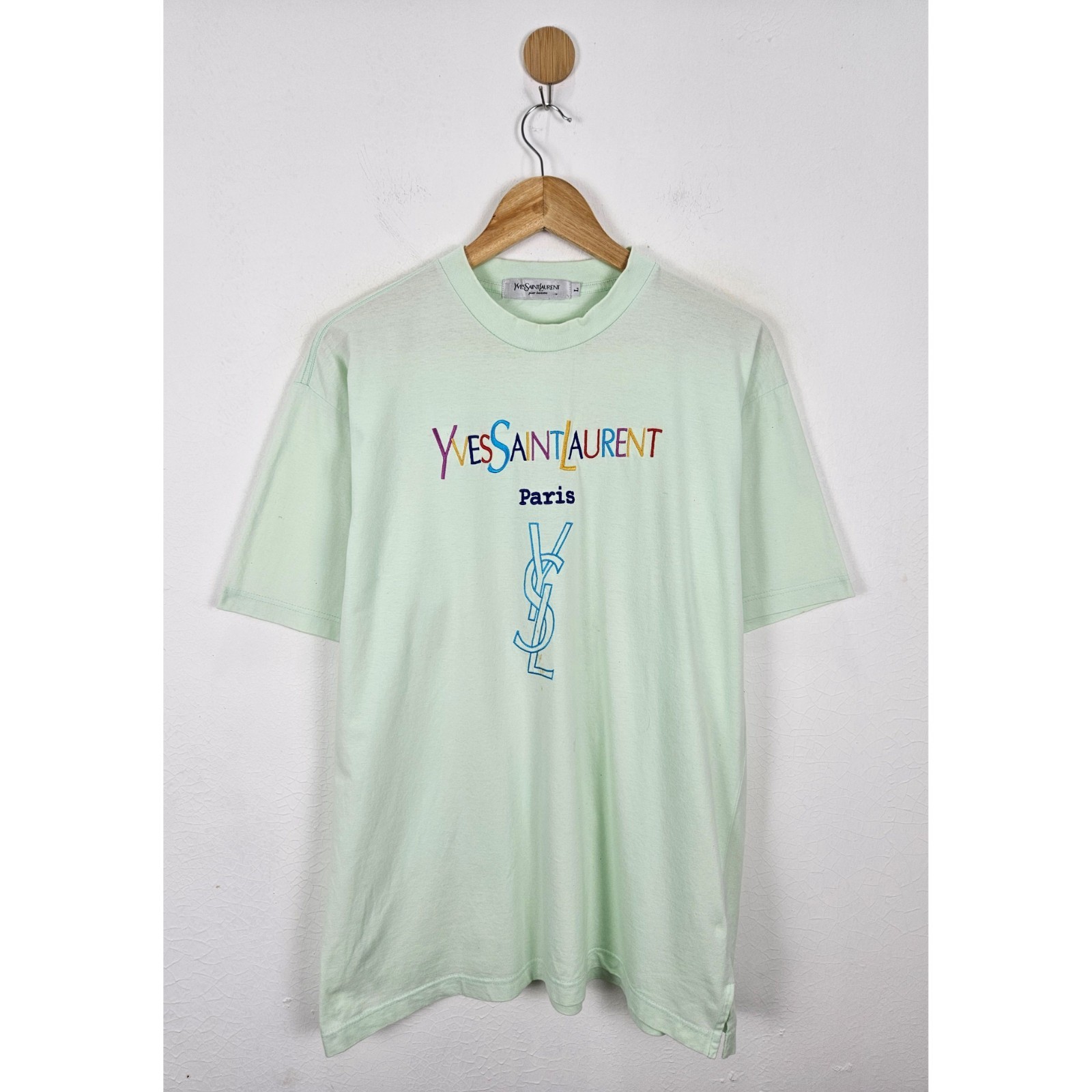 Camicia Yves Saint Laurent Paris YSL con ricamo colorblock