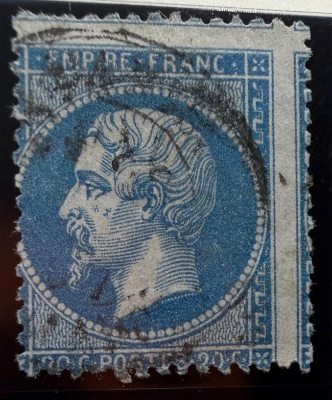 🦬Timbre Empire dentelé N°22 - 20 c bleu - Double Piquage à cheval🦬 - Photo 1/1
