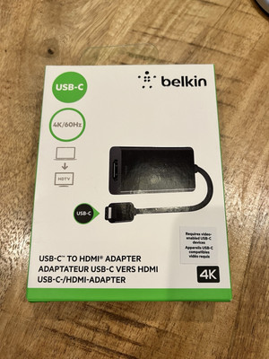 Belkin USB-C to HDMI Adapter -  4K / 60Hz - Thunderbolt 3 - Black New Sealed Box
