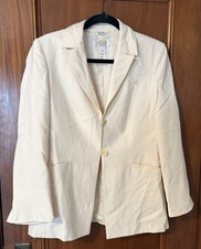 Vintage Talbots 100 Pure Silk Ivory Blazer Suit Jacket Womens 6 Lined Career