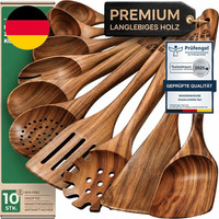 KochlöFfel Holz Set 10-Teilig Aus Teakholz, HolzlöFfel Und Pfannenwender