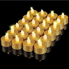Mudder 24 Pieces Gold Tea Lights LED Candles Tealights Flameless Votive Batt.195