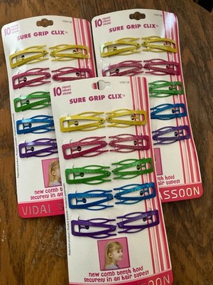 Vidal Sassoon 10 piece Sure Crip Clix Hair Clips with comb teeth hold Each pack