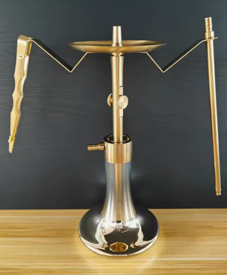 Premium Turkish Style Hookah Set   Large 52cm Gold Stainless Steel Shisha