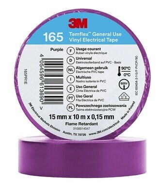 3M 165PR1E Temflex Vinyl-Isolierband 165, 15Mmx10M, Violett (7100184729)-image