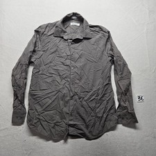 Calvin Klein Gray Stripe Pattern Button Up Shirt Long Sleeve Adult Men's L Large
