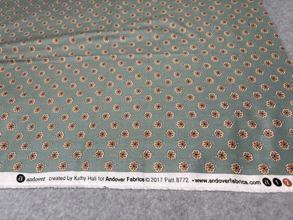 Andover Fabrics Green Floral Cotton Quilting Fabric by Kathy Hall 19x22" - Image 4 of 4