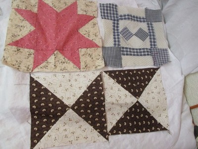 Vintage 3 1990's Quilt Blocks & One 1920's Block Various patterns