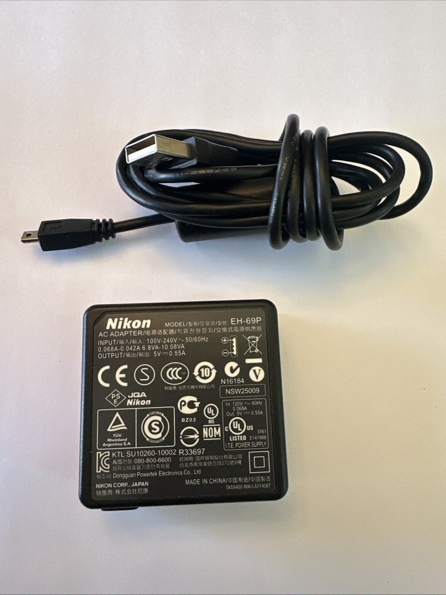 Nikon EH-69P AC Adapter Charger with USB Cable P300 P530 S6300