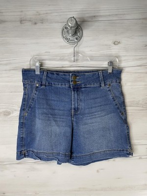 d.jeans Shorts Womens 8 Blue Denim Jeans Double Button Zip Fly Stretch 5-Pocket