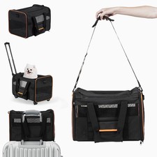 Pet Carrier for Small Pet, Cat Dog Carrier for Car Soft Sided Dog Rolling Cra...