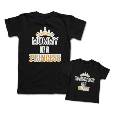 Mommy and Me Outfits Mommy of A Princess Crown Daughter of A Queen Girl Cotton
