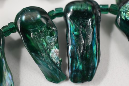 Sterling Silver Dark Teal Baroque Pearl / Pearl Fragment Necklace, 24" Unique! - Picture 4 of 11