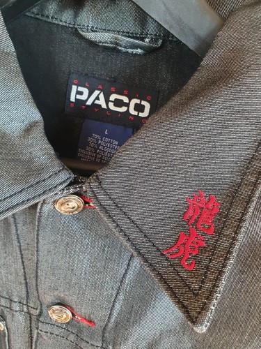 Pako Embroidered Silver Denim Jacket Vintage Y2K Dragon Tiger Japanese sz L - Picture 11 of 16