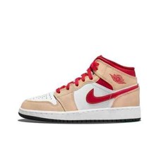 Nike Air Jordan 1 Mid GS Beige/Red 554725-201 Youth Size 5.5Y