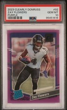2023 Clearly Donruss ZAY FLOWERS Purple Rated Rookie /199 PSA 10 Color  Match🔥