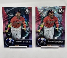 2023 Ice Foil Ronald Acuna Jr Bowman Platinum + Base Card Braves