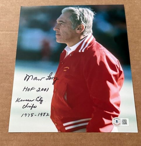 MARV LEVY SIGNIERT KANSAS CITY CHIEFS 8X10 FOTO MIT HOF2001 BECKETT COA #2