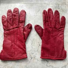 Vintage Woman  s Grandoe Leather Gloves M Dark Cherry Red Grandoe Winter Gloves