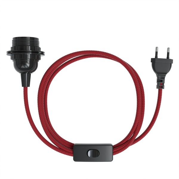 Lampensockel Mit 5M Kabel E27 Schraubfassung Netzstecker Schalter Fassung Rot-image
