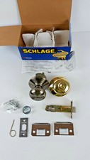 Schlage F Series Privacy Locking Latch, Round Knob Bright Brass/Antique Pewter
