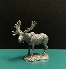 Rawcliffe Pewter Bull Moose Antlers Rack Wildlife Animal Diorama Mini Figurine