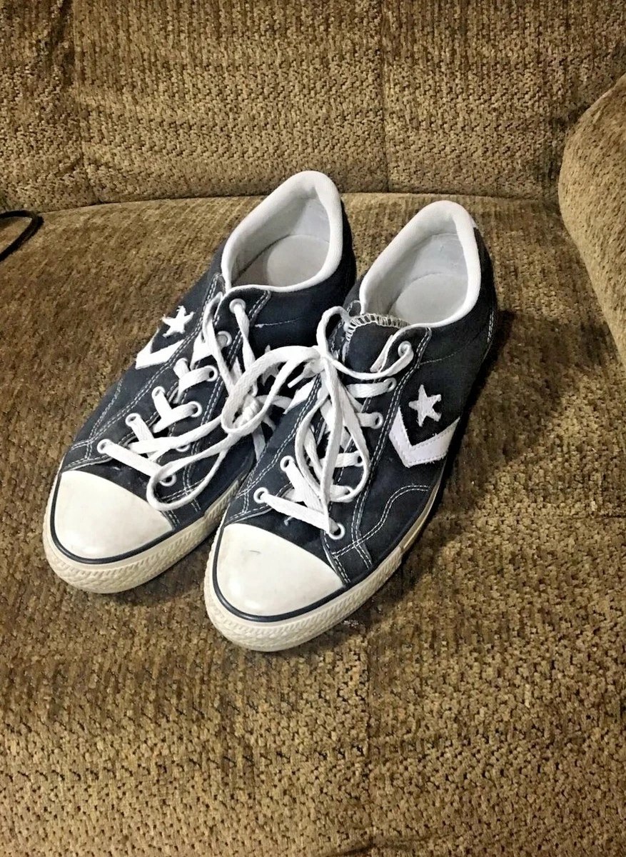 Converse Cons Mens Size 9.5 White Black Star Canvas Low Top